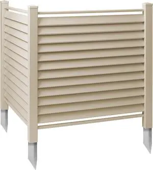 Casafield 48" x 48" Louvered Privacy Screen - Outdoor Vinyl Fence Panel Enclosure for AC / Trash Bins / Pool Equipment - Tan