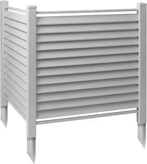 Casafield 48" x 48" Louvered Privacy Screen - Outdoor Vinyl Fence Panel Enclosure for AC / Trash Bins / Pool Equipment - Gray
