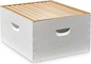 Honey Keeper Complete Deep Hive Body Kit, Painted and Assembled Beehive with 10-Frames, White