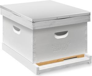 Honey Keeper Beginner Beehive Kit, Fully Assembled and Painted Starter Set with Hive Body & 10 Frames, White