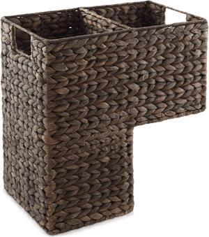 Casafield Stair Step Basket with Handles, Espresso - Woven Water Hyacinth Staircase Basket Storage Bin Organizer