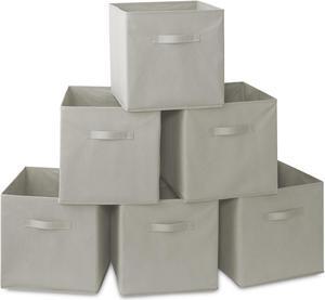 Casafield Set of 6 Collapsible Fabric Cube Storage Bins, Light Gray - 13" Foldable Cloth Baskets for Shelves, Cubby Organizers & More
