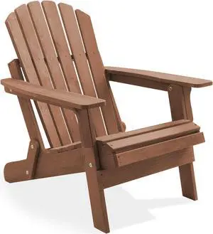 Casafield Oversized Folding Adirondack Chair, Cedar Wood Outdoor Fire Pit Lounge Chairs for Patio, Deck, Yard, Lawn and Garden Seating, Partially Pre-Assembled - Espresso