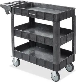 Dryser Utility Service Cart with Wheels, 40" x 17" Heavy Duty 550 lb. Capacity with Shelves - 3 Tier Rolling Cart with Two 5" Swivel Casters for Warehouse, Garage, Cleaning