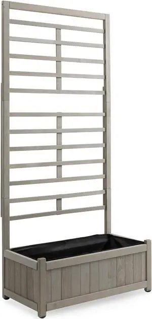 Casafield Wooden Climbing Planter Box - Raised Garden Bed with Trellis Plant Stand for Outdoor
