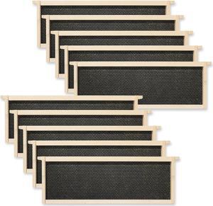 Honey Keeper 10-Pack Unassembled Beehive Frames with Natural Beeswax Foundations for Beekeeping, Medium Super - 6-1/4 inch Black