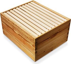 Honey Keeper 100% Beeswax Beehive 10 Frame Kit Super Box and 10 Deep Frames with Foundations for Langstroth Beekeeping