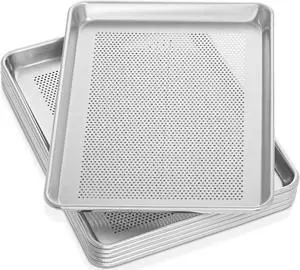 GRIDMANN 13" x 18" Commercial Grade Perforated Aluminum Baking Sheet Pan, Half Size Baking Tray - 6 Pans