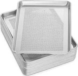 GRIDMANN 13" x 18" Commercial Grade Perforated Aluminum Baking Sheet Pan, Half Size Baking Tray - 12 Pans