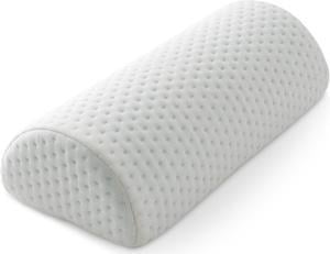 Made Medical Half Moon Memory Foam Pillow SemiRoll Lumbar Support for Legs Knees Back and Head During Sleep  White Cover  17 x 5