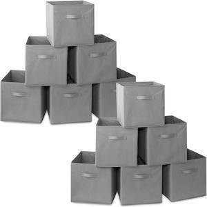Casafield Set of 12 Collapsible Fabric Cube Storage Bins, Gray - 13" Foldable Cloth Baskets for Shelves, Cubby Organizers & More