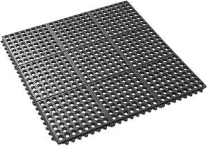 GRIDMANN Rubber Interlocking Floor Mat, 36" x 36" Non-Slip Anti-Fatigue Drainage Mat for Restaurants, Commercial Kitchens, Bar Floors, Black