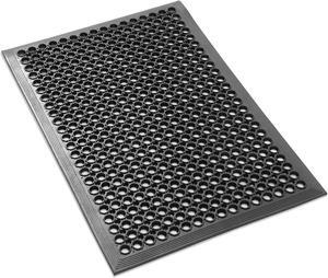 GRIDMANN Rubber Floor Mat, 24" x 36" Anti-Fatigue Drainage Mat, Non-Slip and Grease Resistant for Restaurants, Commercial Kitchens, Bar Floors, Black