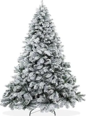Casafield 4.5FT Realistic Snow-Flocked Pine Artificial Holiday Christmas Tree with Sturdy Metal Stand