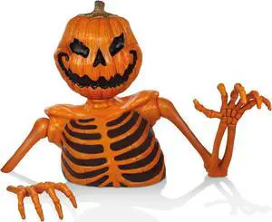 BOO BOX 48" Groundbreaking Pumpkin Skeleton - Creepy Outdoor Halloween Decorations for Porch or Yard