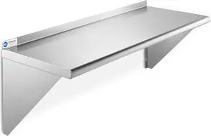 GRIDMANN 14" x 36" Stainless Steel Wall Mount Shelf with Backsplash, Commercial Grade - NSF Certified 18 Gauge Shelving for Restaurant, Kitchen, Utility Room, Garage