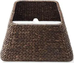 Casafield 22-Inch Christmas Tree Collar, Water Hyacinth Woven Tree Square Base Cover with Cord Cut Out, Espresso