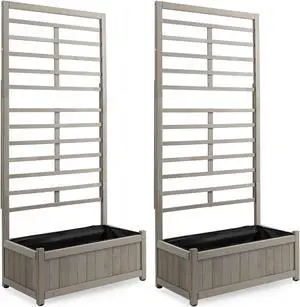 Casafield Set of Two Wooden Climbing Planter Boxes - Raised Garden Beds with Trellis Plant Stand for Outdoor