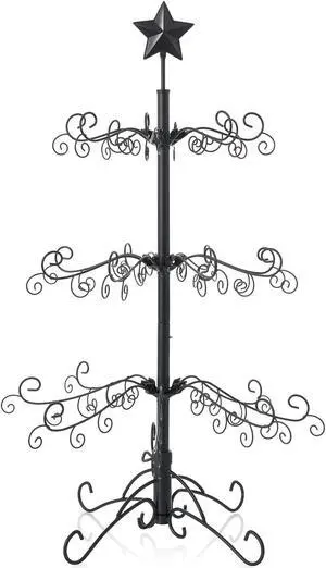 Casafield Ornament Display Christmas Tree with Stand - 3' Black Wrought Iron Ornament Holder