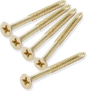 Cauldham Bright Brass Wood Screws #9 x 2-1/4 Inch for Door Hinges - 25 pack
