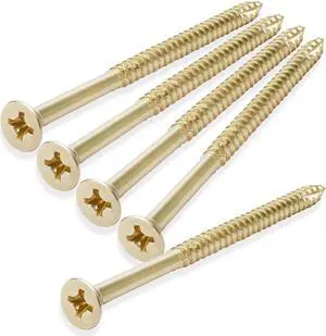 Cauldham Bright Brass Wood Screws #9 x 3 Inch for Door Hinges - 25 pack