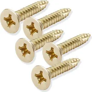 Cauldham Bright Brass Wood Screws #9 x 1 Inch for Door Hinges - 25 pack