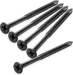 Cauldham Black Wood Screws #9 x 3 Inch for Door Hinges - 25 pack