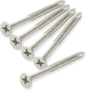 Cauldham Satin Nickel Wood Screws #9 x 2-1/4 Inch for Door Hinges - 25 pack