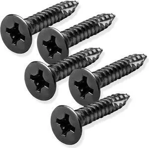 Cauldham Black Wood Screws #9 x 1 Inch for Door Hinges - 25 pack