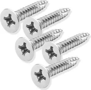 Cauldham Chrome Wood Screws #9 x 1 Inch for Door Hinges - 25 pack