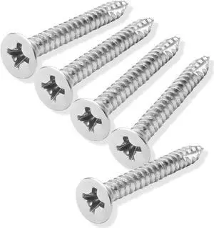 Cauldham Chrome Wood Screws #9 x 1-1/2 Inch for Door Hinges - 25 pack
