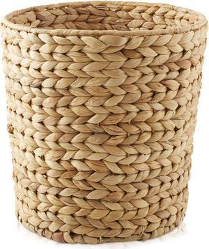 Casafield Water Hyacinth Waste Basket - Natural, Woven Trash Can for Bathroom, Bedroom, Laundry Room, Home Office