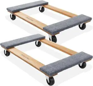 Sure-Max Heavy-Duty 18 in. x 30 in. Furniture Moving Dolly, 2-Pack, Premium Hardwood with Swivel Casters, 1,320 lbs. Total Capacity