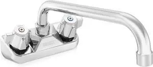 GRIDMANN Commercial Bar Sink Faucet, 4" Center No Lead Faucet with 10" Swing Spout, Brass Construction, Knob Handles, Polished Finish
