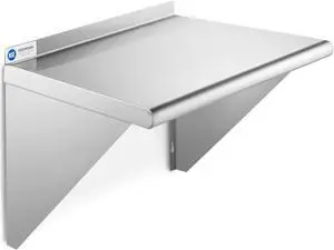 GRIDMANN 18" x 24" Stainless Steel Wall Mount Shelf with Backsplash, Commercial Grade - NSF Certified 18 Gauge Shelving for Restaurant, Kitchen, Utility Room, Garage