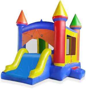 Cloud 9 Commercial Castle Bouncer with Slide and Water Misting System, Inflatable Bounce House for Kids