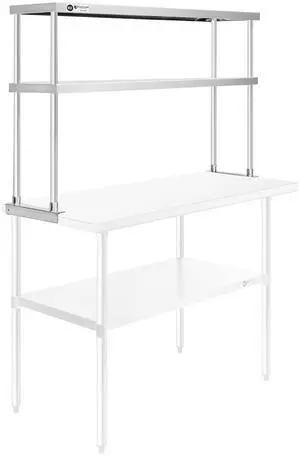 KUTLER Stainless Steel Double Overshelf 48" x 12", NSF Commercial 2-Tier Shelf for Prep and Work Tables for Restaurant, Kitchen, Workshop