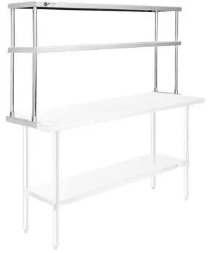 KUTLER Stainless Steel Double Overshelf 60" x 12", NSF Commercial 2-Tier Shelf for Prep and Work Tables for Restaurant, Kitchen, Workshop