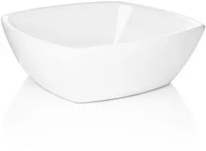 Miligoré 16" x 16" Flared Square White Ceramic Vessel Sink - Modern Above Counter Bathroom Vanity Bowl