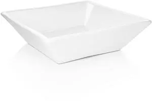 Miligoré 16" x 16" Beveled Square White Ceramic Vessel Sink - Modern Above Counter Bathroom Vanity Bowl
