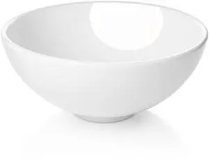 Miligoré 11" Round White Ceramic Vessel Sink - Modern Above Counter Bathroom Vanity Bowl