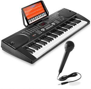 Hamzer 61-Key Digital Music Piano Keyboard - Portable Electronic Musical Instrument - with Microphone and Sticker Sheet