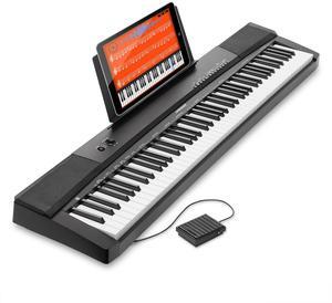 Hamzer 88 Key Digital Keyboard Piano - Full-Size, Semi-Weighted Keys - Portable Electronic Keyboard Piano with Built-In Speakers and Sustain Pedal