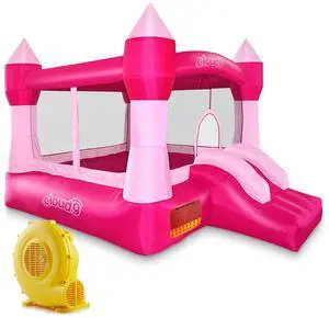 Cloud 9 Princess Bounce House with Blower, Pink Castle Inflatable Bouncer for Kids, Includes Stakes and Repair Patches