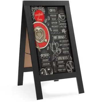 Casafield A Frame Chalkboard Sign, 40" x 20" Black Double-Sided Magnetic Menu Board for Restaurants, Sandwich Shops, Cafés, Sidewalks, Weddings