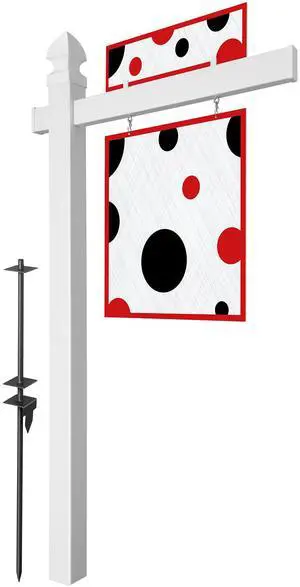 Casafield  72" x 36"  Real Estate Sign Post for Open House and Yard Sale Signs with Flat Cap and Gothic Cap Options - Vinyl PVC - White