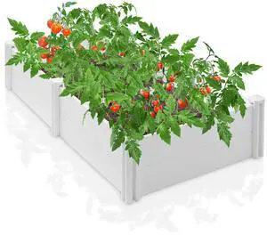 Casafield 3' x 6' x 12" White Vinyl Raised Garden Bed, Outdoor Above Ground Planter Box for Flowers, Vegetables, and Gardening