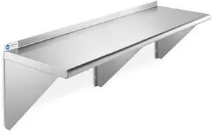 GRIDMANN 18" x 60" Stainless Steel Wall Mount Shelf with Backsplash, Commercial Grade - NSF Certified 18 Gauge Shelving for Restaurant, Kitchen, Utility Room, Garage