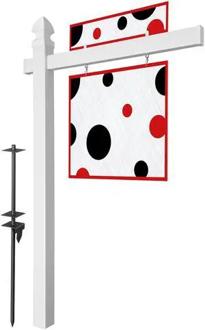 Casafield  72" x 47"  Real Estate Sign Post for Open House and Yard Sale Signs with Flat Cap and Gothic Cap Options - Vinyl PVC - White