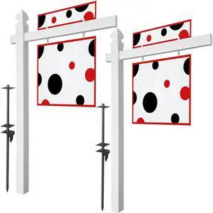 Casafield  72" x 47"  Real Estate Sign Post for Open House and Yard Sale Signs with Flat Cap and Gothic Cap Options - Vinyl PVC - White - 2 Pack